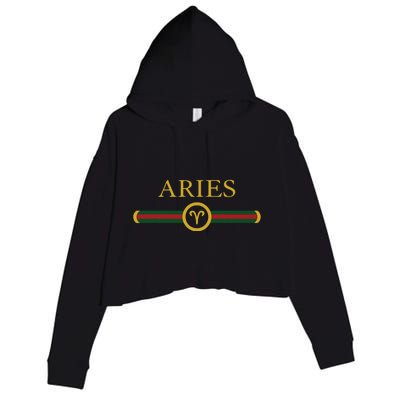 Aries Zodiac March April Birthday Graphic Art Aries Sign Crop Fleece Hoodie