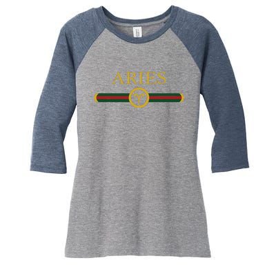 Aries Zodiac March April Birthday Graphic Art Aries Sign Women's Tri-Blend 3/4-Sleeve Raglan Shirt