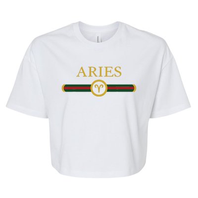 Aries Zodiac March April Birthday Graphic Art Aries Sign Bella+Canvas Jersey Crop Tee