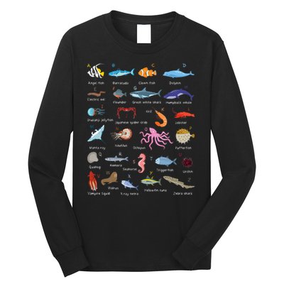 A Z Ocean Life Exploration Sea Creatures Alphabet Long Sleeve Shirt