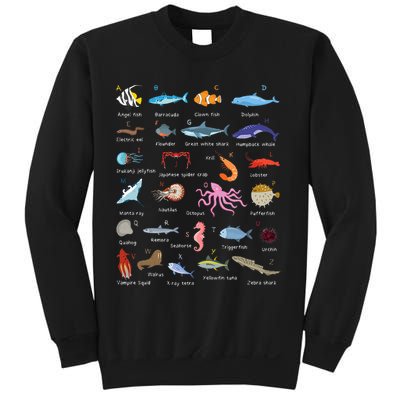 A Z Ocean Life Exploration Sea Creatures Alphabet Sweatshirt