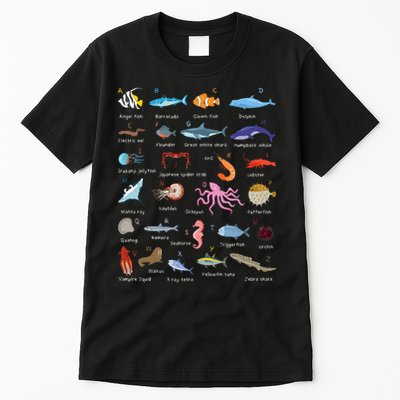 A Z Ocean Life Exploration Sea Creatures Alphabet Tall T-Shirt