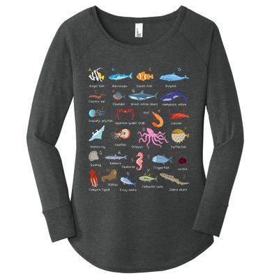 A Z Ocean Life Exploration Sea Creatures Alphabet Women's Perfect Tri Tunic Long Sleeve Shirt