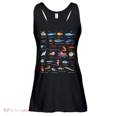 A Z Ocean Life Exploration Sea Creatures Alphabet Ladies Essential Flowy Tank