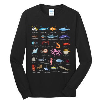 A Z Ocean Life Exploration Sea Creatures Alphabet Tall Long Sleeve T-Shirt