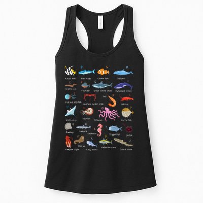 A Z Ocean Life Exploration Sea Creatures Alphabet Womens Tank Top