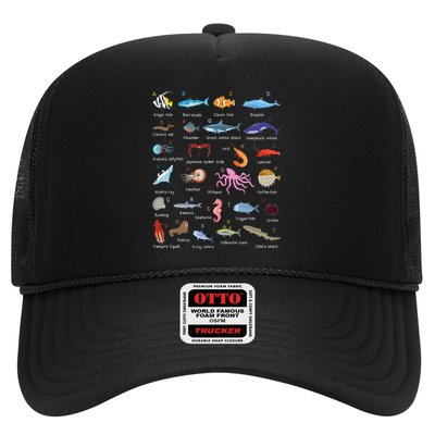 A Z Ocean Life Exploration Sea Creatures Alphabet Trucker Hat
