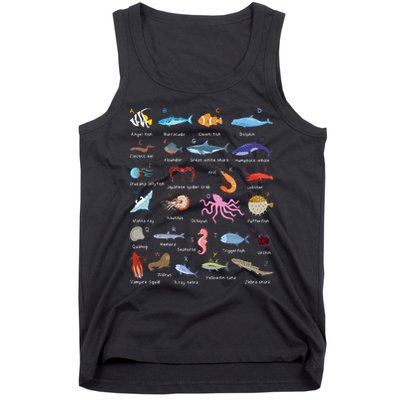 A Z Ocean Life Exploration Sea Creatures Alphabet Tank Top