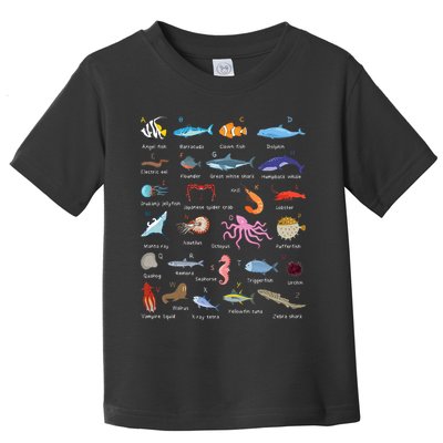 A Z Ocean Life Exploration Sea Creatures Alphabet Toddler T-Shirt