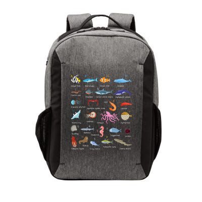 A Z Ocean Life Exploration Sea Creatures Alphabet Vector Backpack