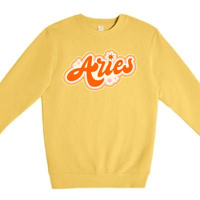 Aries Zodiac Retro Birthday Premium Crewneck Sweatshirt