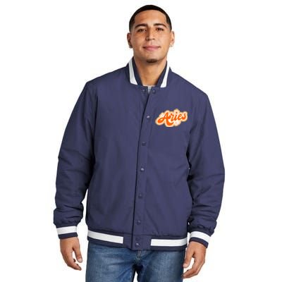 Aries Zodiac Retro Birthday Insulated Varsity Jacket