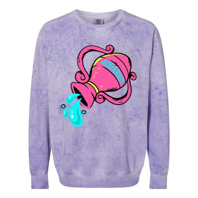 Aquarius Zodiac Sign January February Horoscope Gift Colorblast Crewneck Sweatshirt