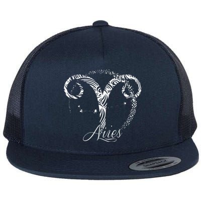 Aries Zodiac Sign March April Birthday Horoscope Flat Bill Trucker Hat