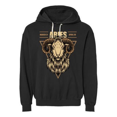Aries Zodiac Sign Symbol Astrology Dates Garment-Dyed Fleece Hoodie