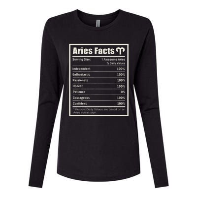 Aries Zodiac Sign Fun Facts Wo Birthday Aries Womens Cotton Relaxed Long Sleeve T-Shirt