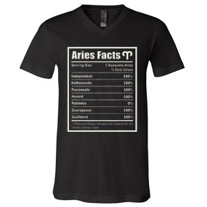 Aries Zodiac Sign Fun Facts Wo Birthday Aries V-Neck T-Shirt