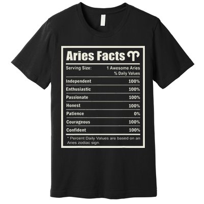 Aries Zodiac Sign Fun Facts Wo Birthday Aries Premium T-Shirt