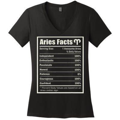 Aries Zodiac Sign Fun Facts Wo Birthday Aries Women's V-Neck T-Shirt