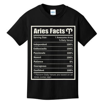 Aries Zodiac Sign Fun Facts Wo Birthday Aries Kids T-Shirt