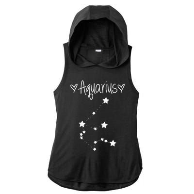 Aquarius Zodiac Sign Horoscope January February Birthday Ladies PosiCharge Tri-Blend Wicking Draft Hoodie Tank