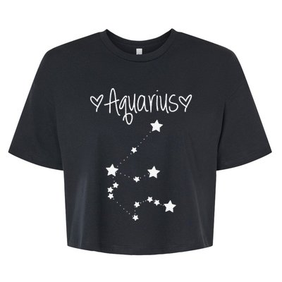 Aquarius Zodiac Sign Horoscope January February Birthday Bella+Canvas Jersey Crop Tee