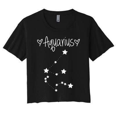 Aquarius Zodiac Sign Horoscope January February Birthday Women's Crop Top Tee