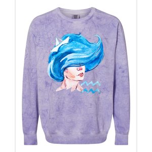 Aquarius Zodiac Sign Watercolor Illustration Colorblast Crewneck Sweatshirt