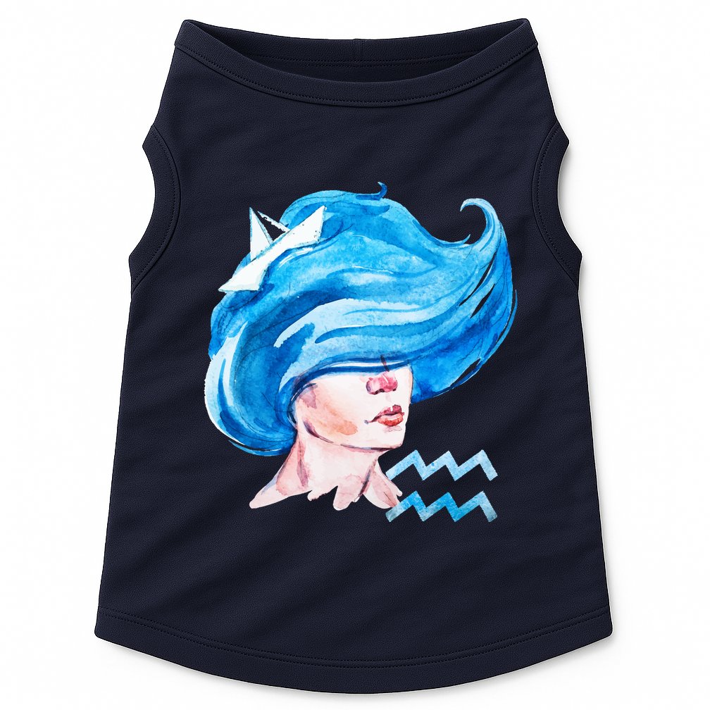 Aquarius Zodiac Sign Watercolor Illustration Doggie Tank
