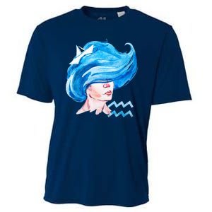 Aquarius Zodiac Sign Watercolor Illustration Cooling Performance Crew T-Shirt