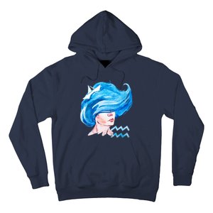 Aquarius Zodiac Sign Watercolor Illustration Hoodie