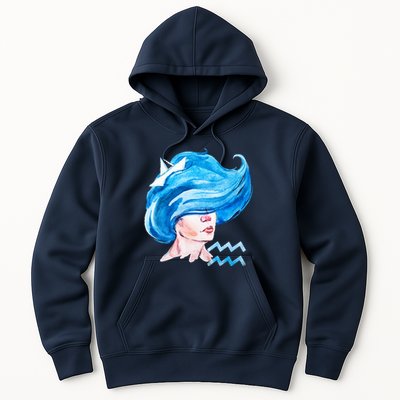 Aquarius Zodiac Sign Watercolor Illustration Hoodie