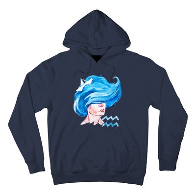 Aquarius Zodiac Sign Watercolor Illustration Hoodie