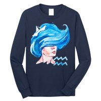 Aquarius Zodiac Sign Watercolor Illustration Long Sleeve Shirt