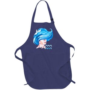 Aquarius Zodiac Sign Watercolor Illustration Full-Length Apron With Pockets