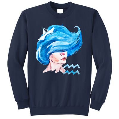 Aquarius Zodiac Sign Watercolor Illustration Sweatshirt