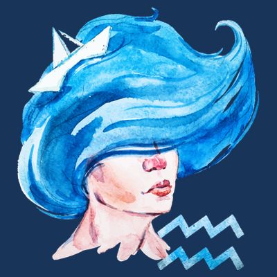 Aquarius Zodiac Sign Watercolor Illustration T-Shirt