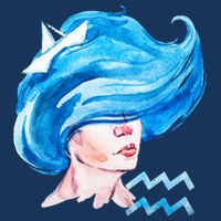 Aquarius Zodiac Sign Watercolor Illustration Bucket Hat