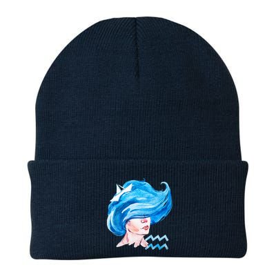 Aquarius Zodiac Sign Watercolor Illustration Beanie
