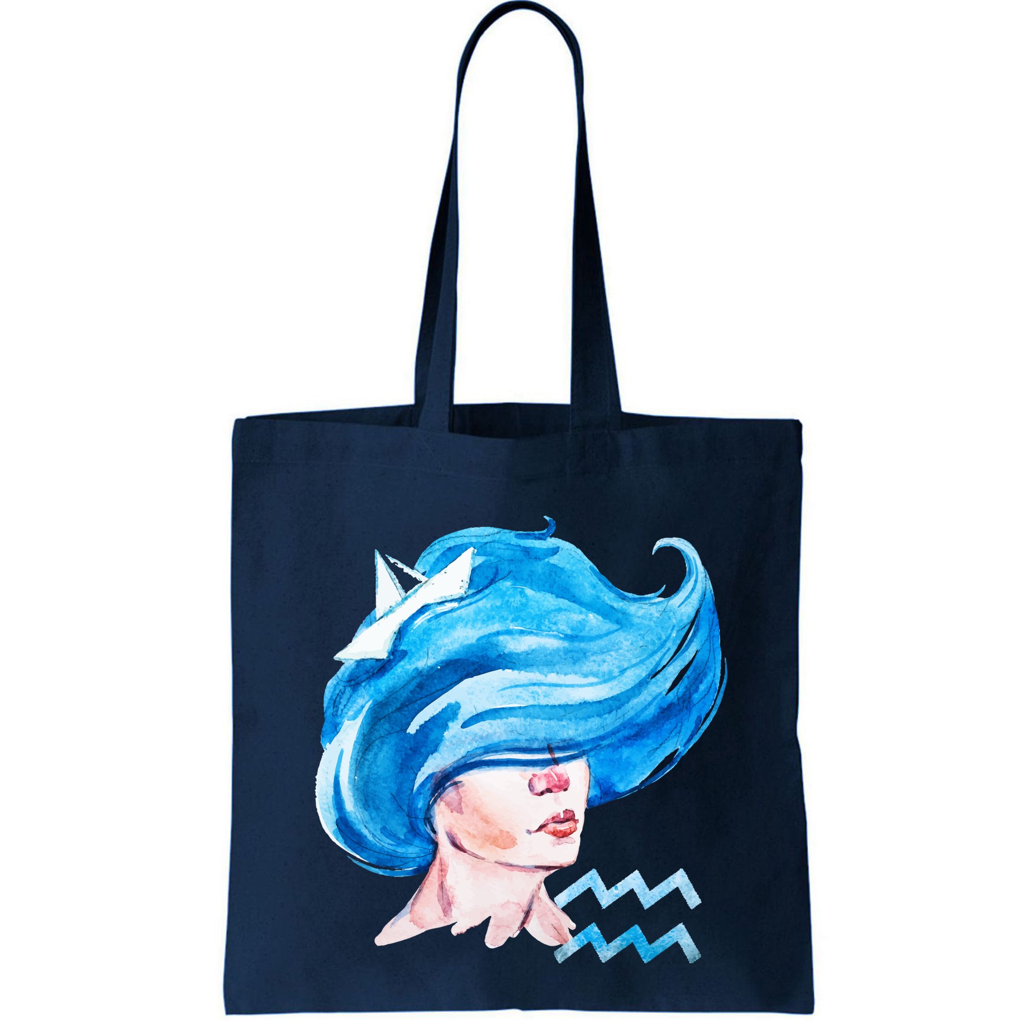 Aquarius Zodiac Sign Watercolor Illustration Bag