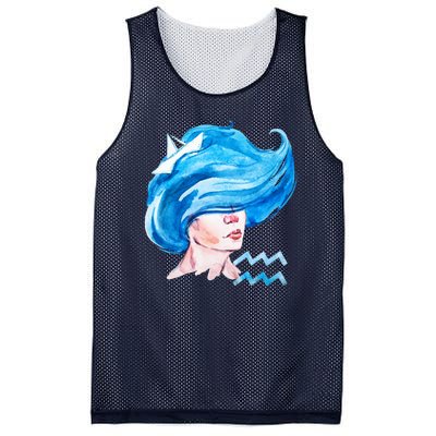 Aquarius Zodiac Sign Watercolor Illustration Mesh Reversible Basketball Jersey Tank