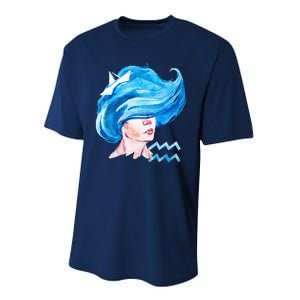 Aquarius Zodiac Sign Watercolor Illustration Performance Sprint T-Shirt