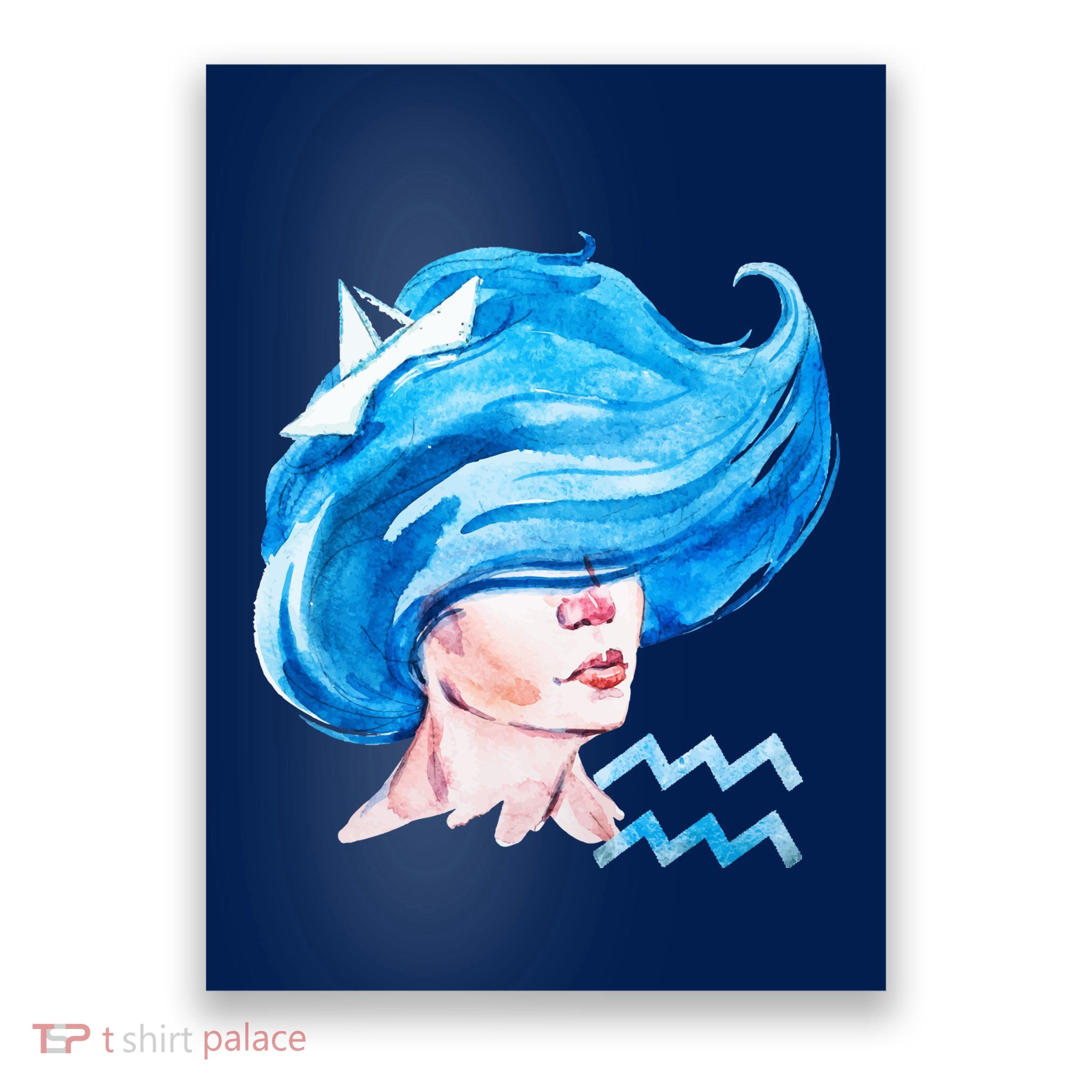 Aquarius Zodiac Sign Watercolor Illustration Poster