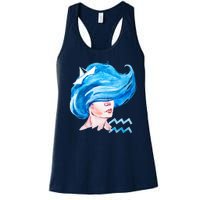 Aquarius Zodiac Sign Watercolor Illustration Women's Racerback Tank