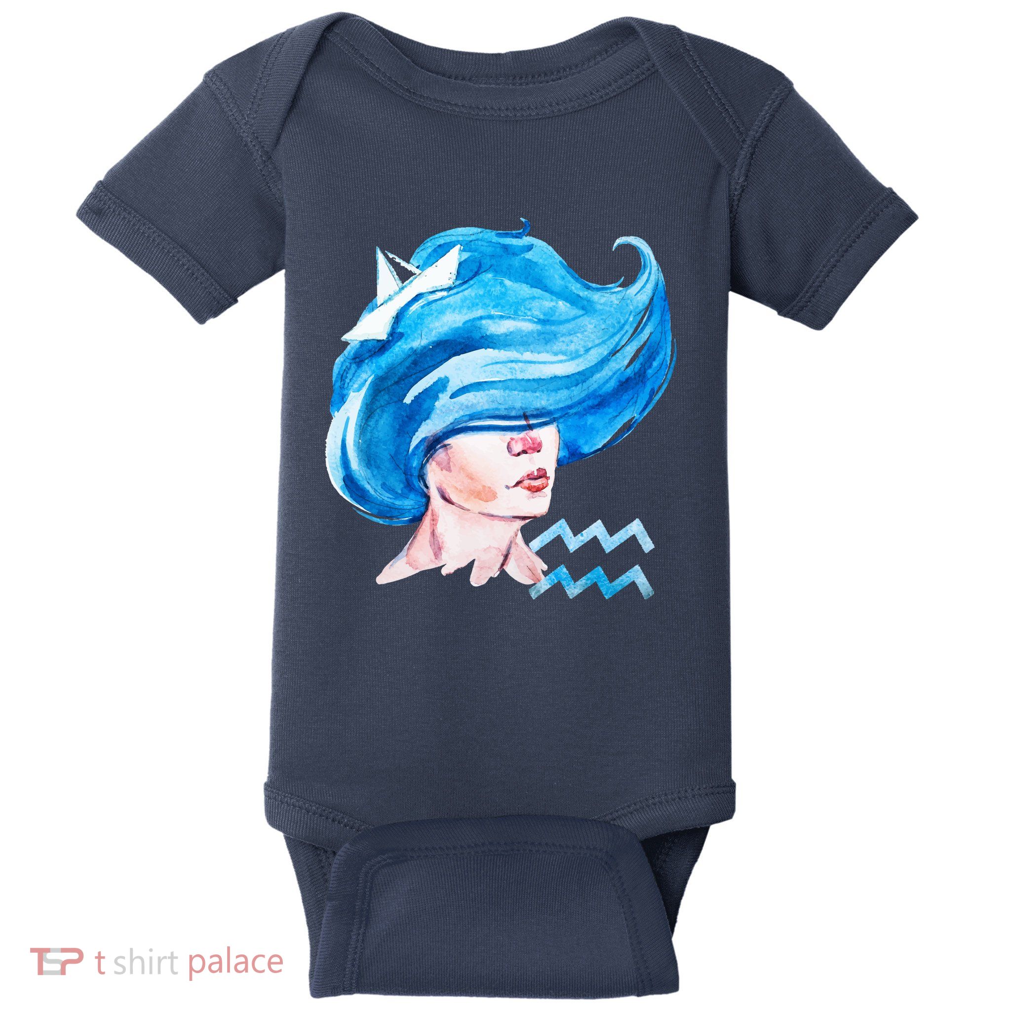 Aquarius Zodiac Sign Watercolor Illustration Baby Bodysuit