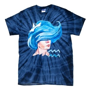 Aquarius Zodiac Sign Watercolor Illustration Tie-Dye T-Shirt