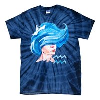 Aquarius Zodiac Sign Watercolor Illustration Tie-Dye T-Shirt