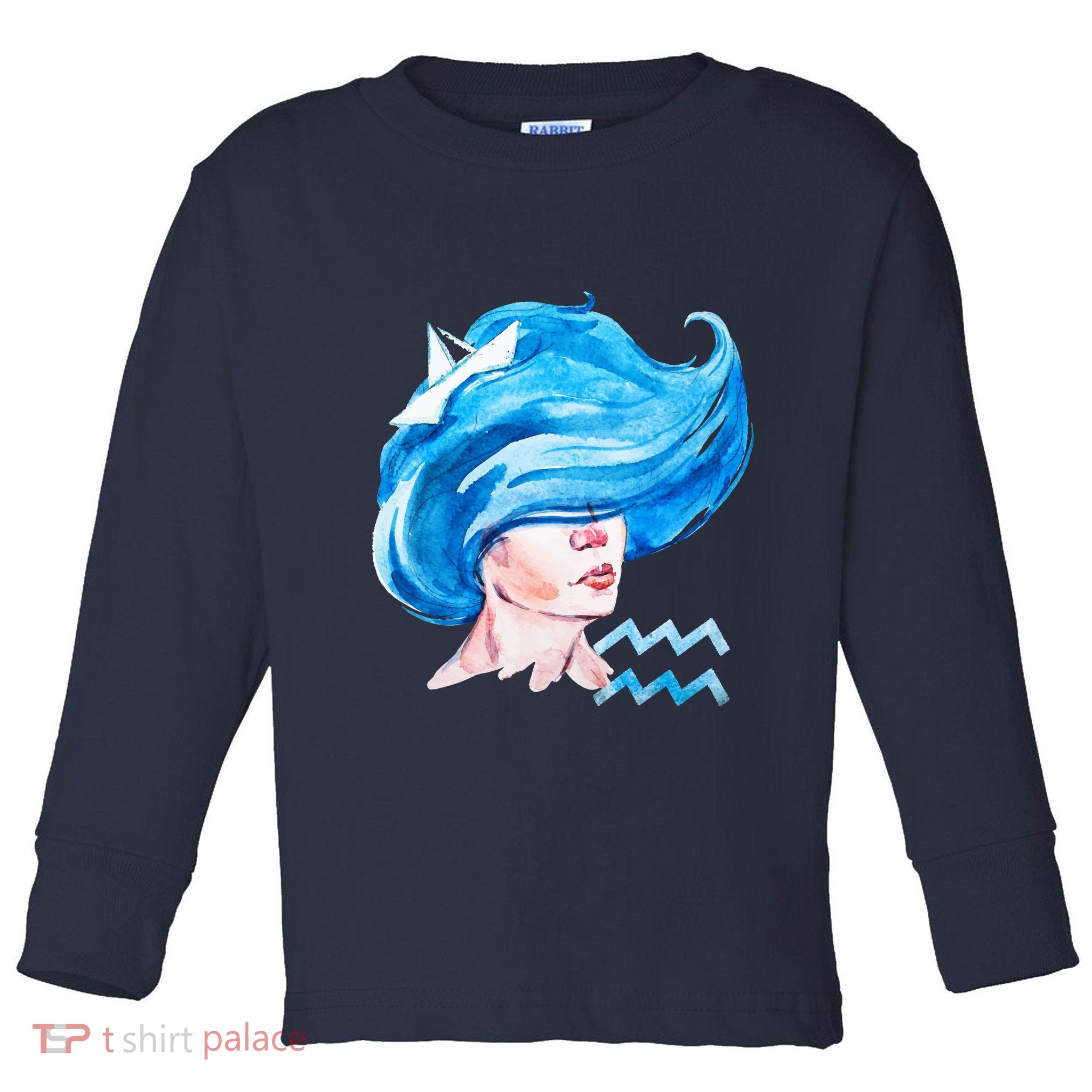Aquarius Zodiac Sign Watercolor Illustration Toddler Long Sleeve Shirt