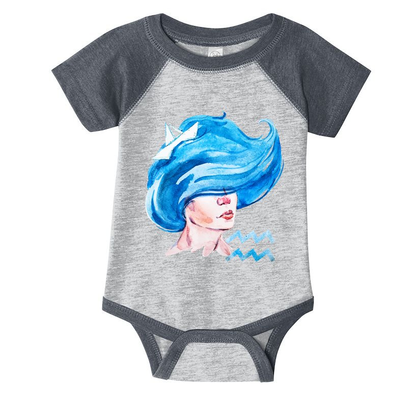 Aquarius Zodiac Sign Watercolor Illustration Infant Baby Jersey Bodysuit