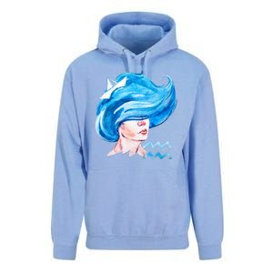 Aquarius Zodiac Sign Watercolor Illustration Unisex Surf Hoodie